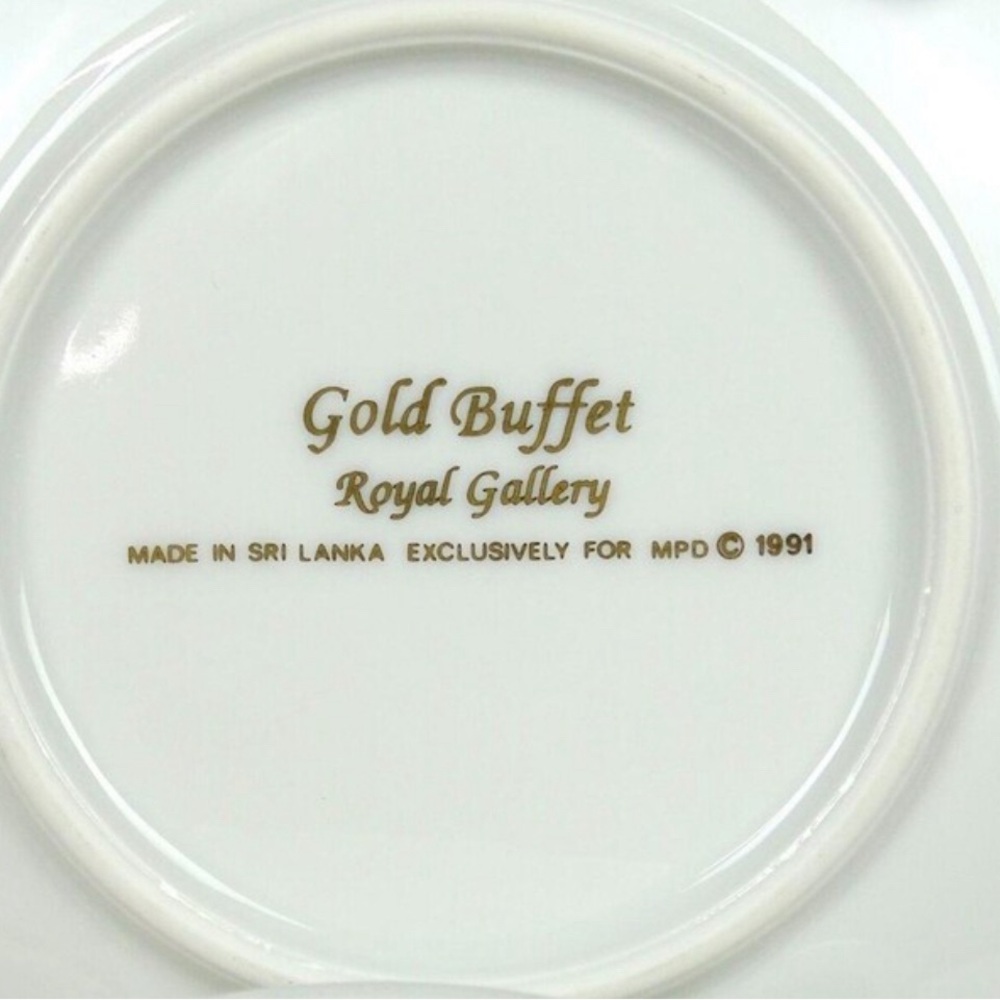 Gold buffet, Royal Gallery, espresso, cup, and saucer, set set of six
